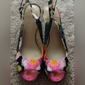 Nine West Multicolor Floral Slingback Heels